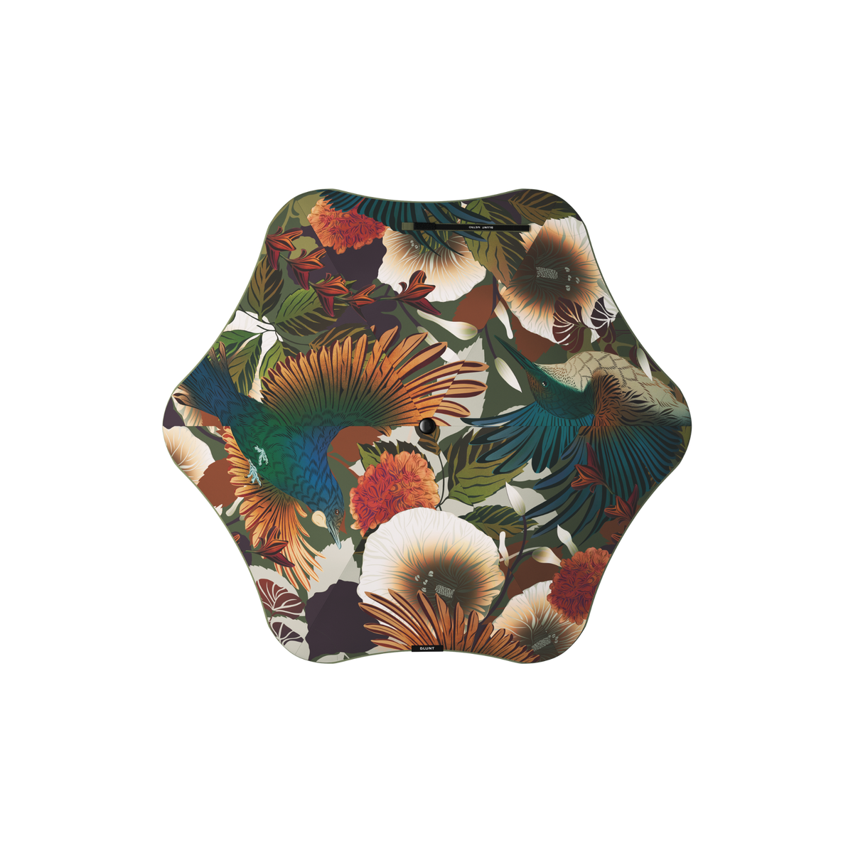  a colorful floral and bird patterned umbrella